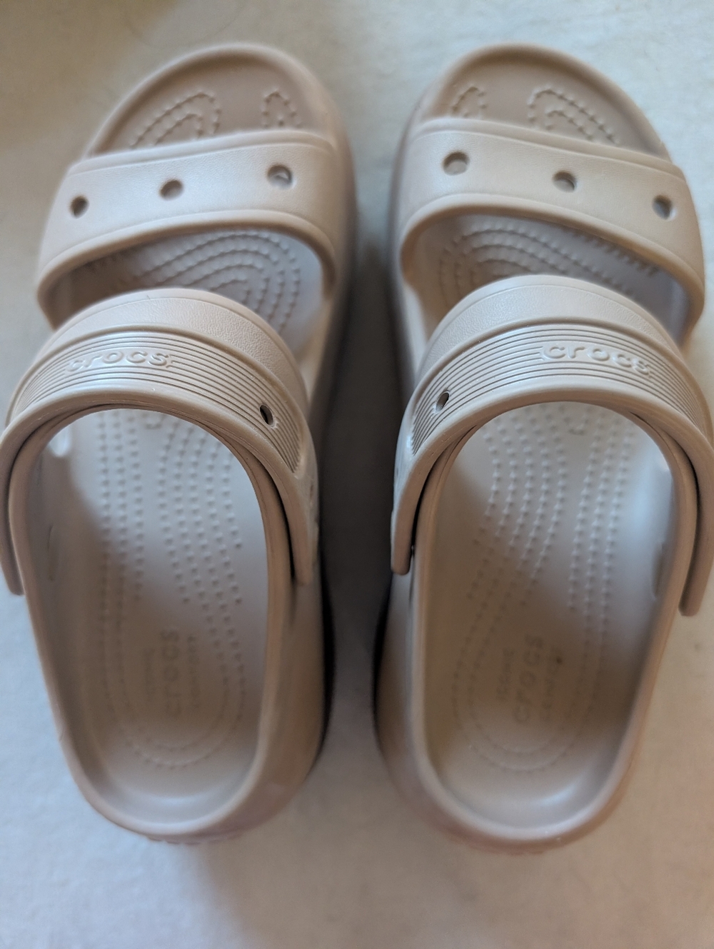 CROCS Crush Platform Clogs in Soft Beige